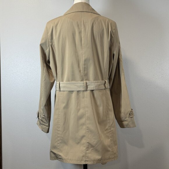 Towne Collection Womens Size L Khaki Trench Coat Belted Padded Shoulder NWT - Picture 3 of 16